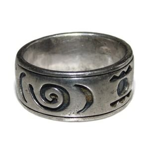925 Vintage Estate Sterling Silver Ring Band Men Wide Cigar Rocker Biker Sz 8.5